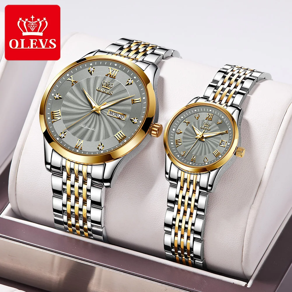 OLEVS 6630 Lover`s Watches Brand Luxury Automatic Mechanical Wristwatch Stainless Steel Waterproof Clock Gift Relogio Masculino