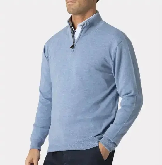 

Производитель на заказ половина 1/4 застежки-молнии вязаный хлопок шерсть кашемир 100% кашемир свитер-поло пуловер для мужской одежды