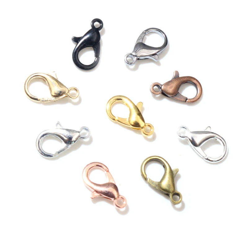 10x5mm/12x6mm/14x7mm/16x8mm  9 Colors Plated Fashion Jewelry Findings,Alloy Lobster Clasp Hooks for Necklace&Bracelet Chain DIY