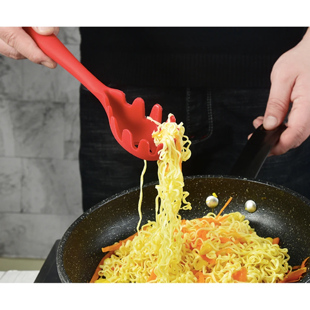 Pasta Fork Premium Silicone Spaghetti Strainer Heat Resistant Noodle Spoon Server Food Grade Kitchen Cooking Tools