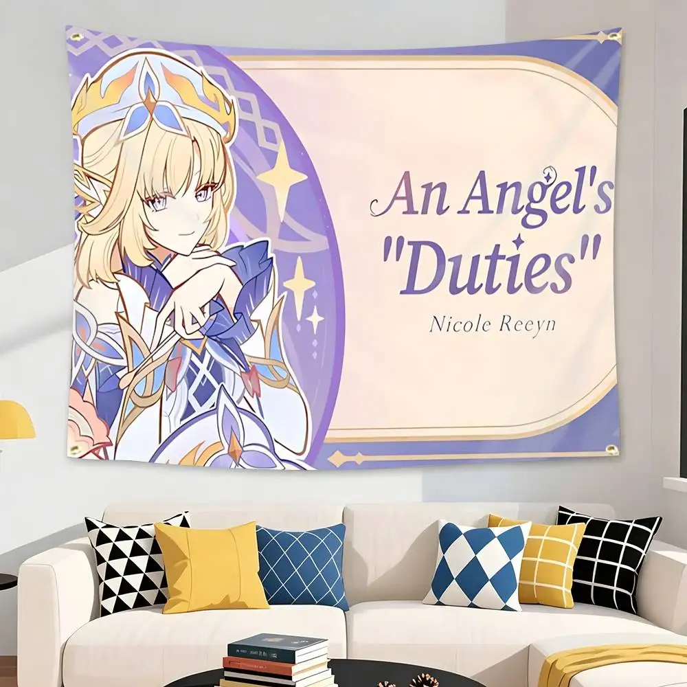N N-Nicole Reeyn Genshin Flag Tapestry Banner for Bedroom Living Room Outdoor Camping Custom Supported