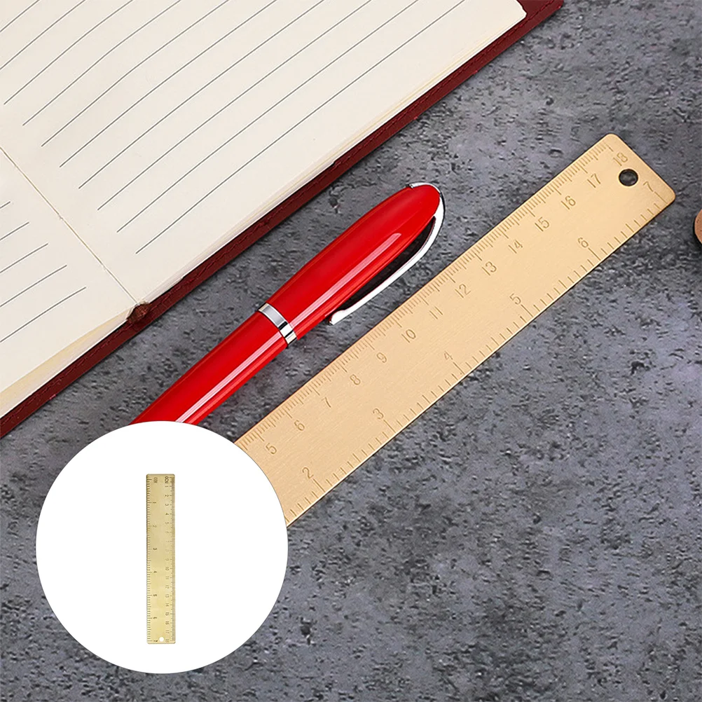 Misurazione diritta in ottone, metallo, ottone, per la redazione, disegno, disegno, righello, forniture, segnalibro, righello dorato