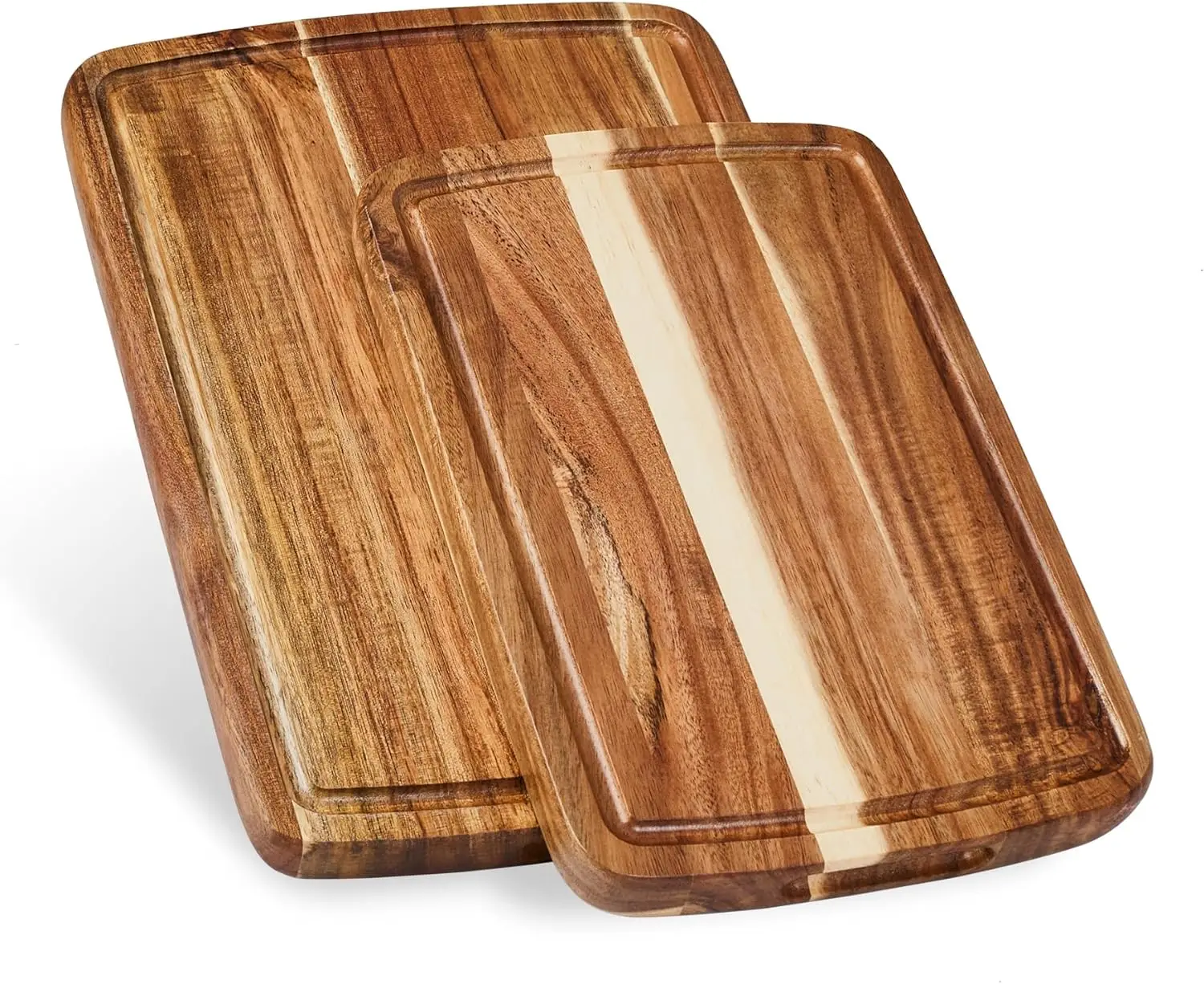 

Set of 2 Cutting Boards with Juice Groove, Gift Box Included - Small & Medium Sizes: 14x10x1in & 12x8x1in. Ideal for Meat