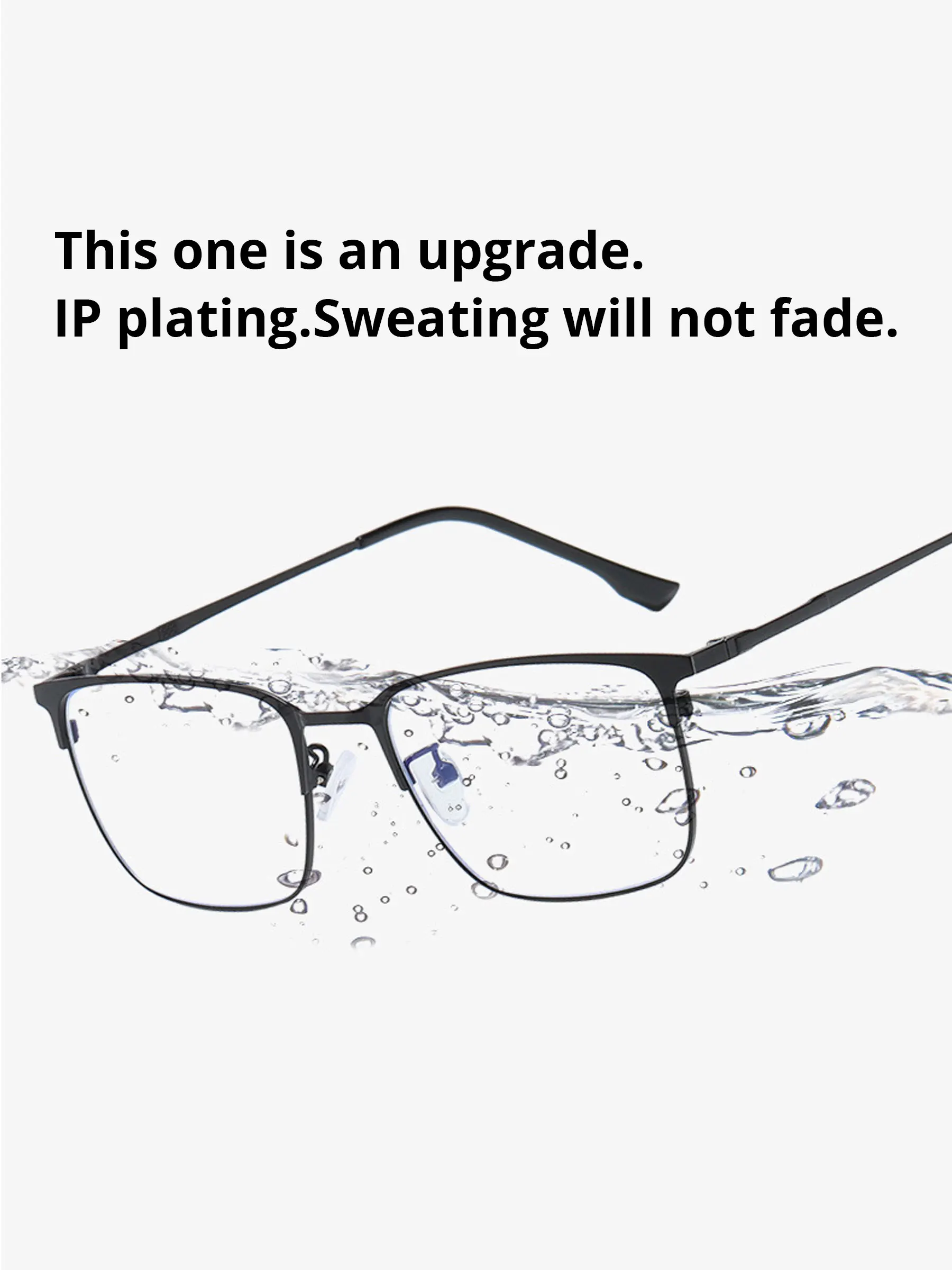 Anti-Blue Light Polarized Square Frame Glasses IP Plating Non-Fading Business Style Men's Optical Eyewear
