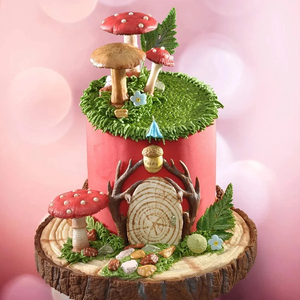 J1UL1N Mushrooms Mold And Veiner Fondant Cake Decorate Silicone Mould Chocolate Baking Tool For Cake