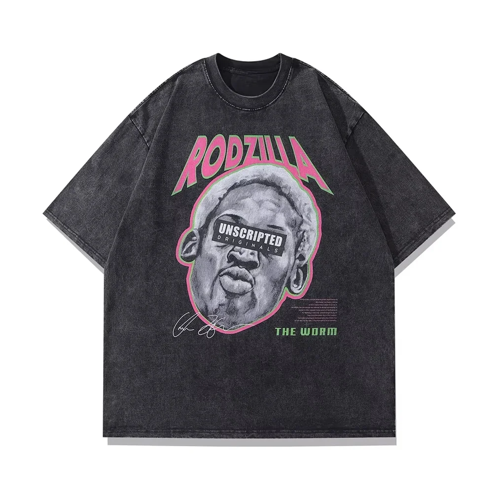 

Oversized T-Shirt Top Neutral Frog Drift Stylish Vintage Loose Basketball Graphic Vintage Wash Summer Dennis