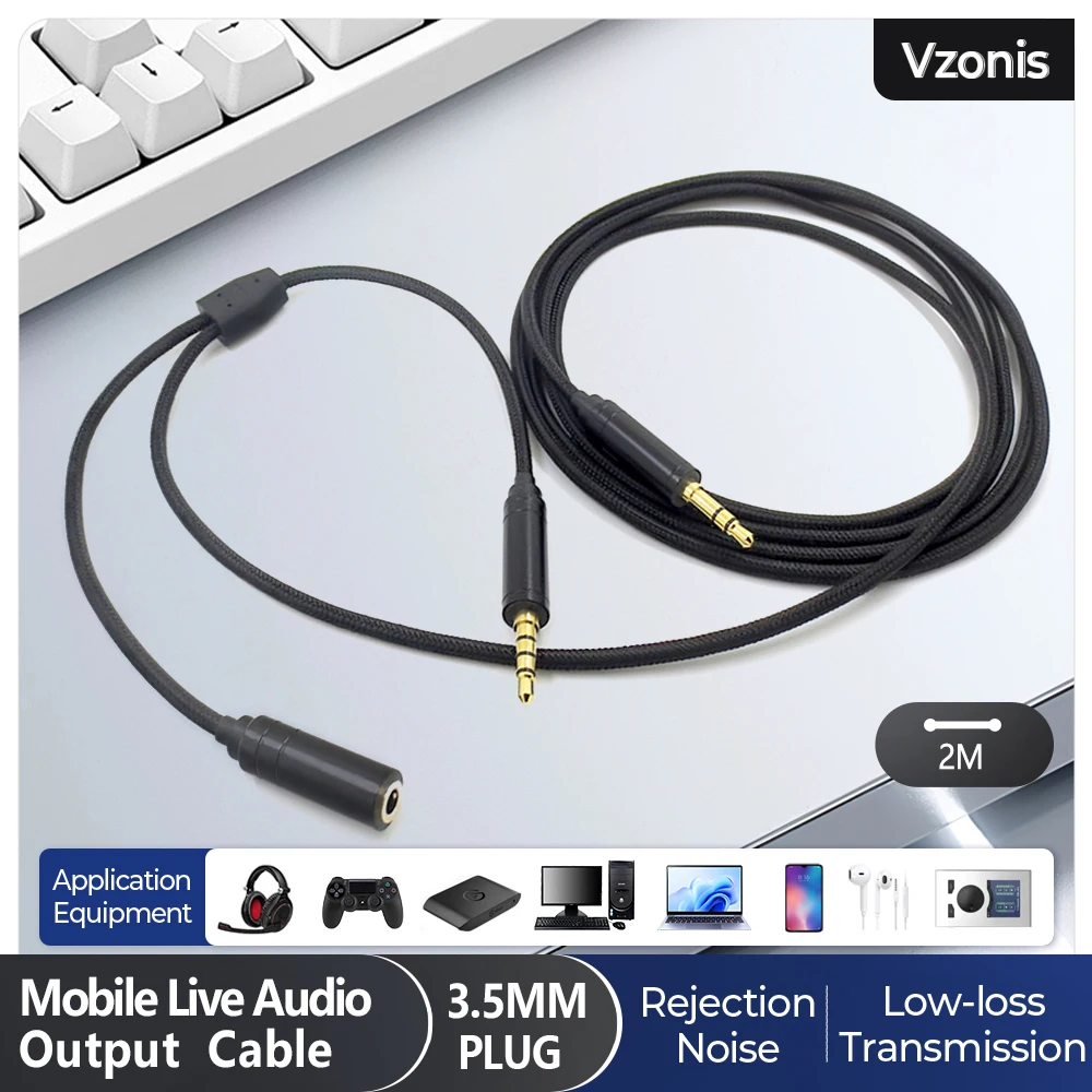 Cable de grabación de Audio Chat Link de 3,5 MM, transmisión en vivo móvil, línea de grabación de Audio, extensión de línea de repuesto para captura de juegos HD