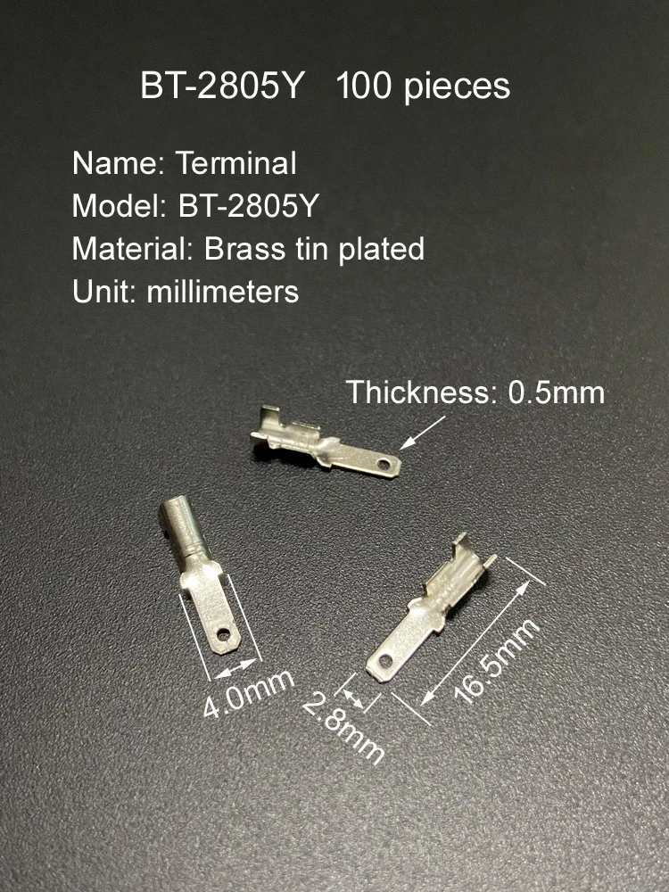 Brass Tin Plated Material Width 2.8 4.8 6.3 mm Connector Piece Cold Pressed  Welding Wire Insert Crimping Terminal Block