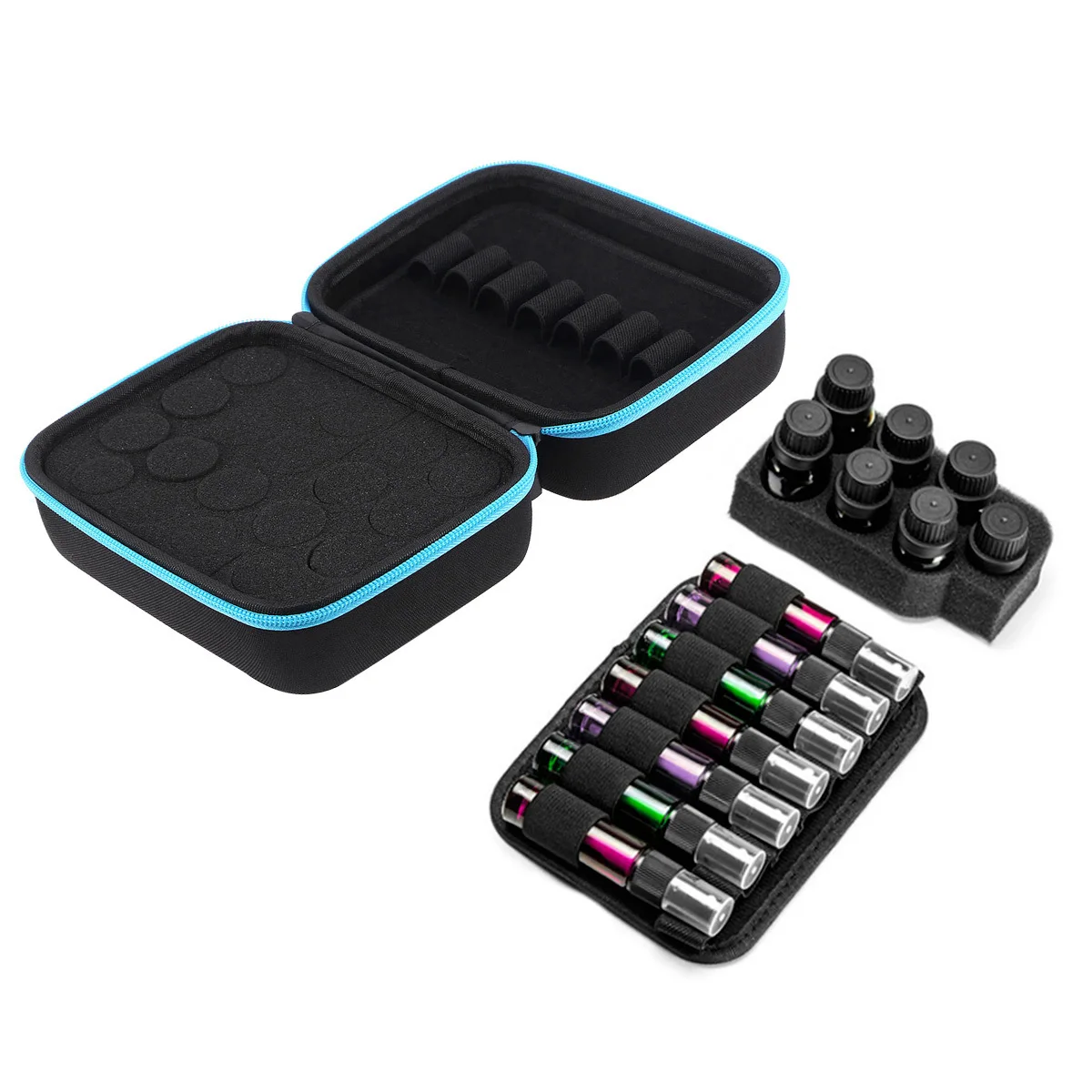 Etherische olie opbergdoos Draagbare reisetui met grote capaciteit Schokbestendig Valbestendig Rits Fles Organizer Parfum Lippenstift Tas