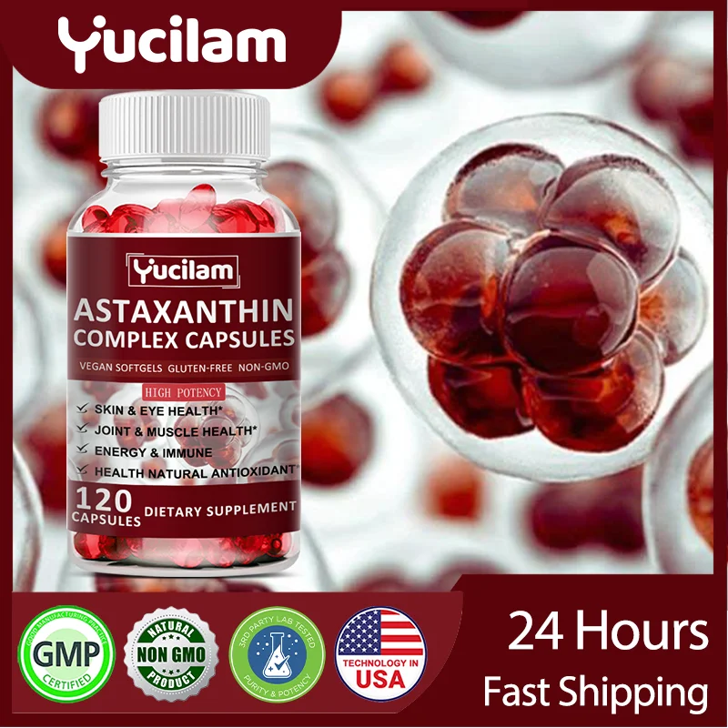 Astaxanthin Complex Capsules With Natural Astaxanthin, Vitamin E, Lutein, Zinc - Eye Health - Focus & Memory - Brain Cell Health