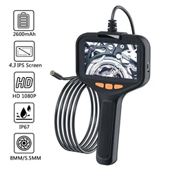 4.3'' IPS Screen Industrial Endoscope Camera Pipe Sewer Borescope IP68 Waterproof 8mm Lens For Car Engine Repair Inspection