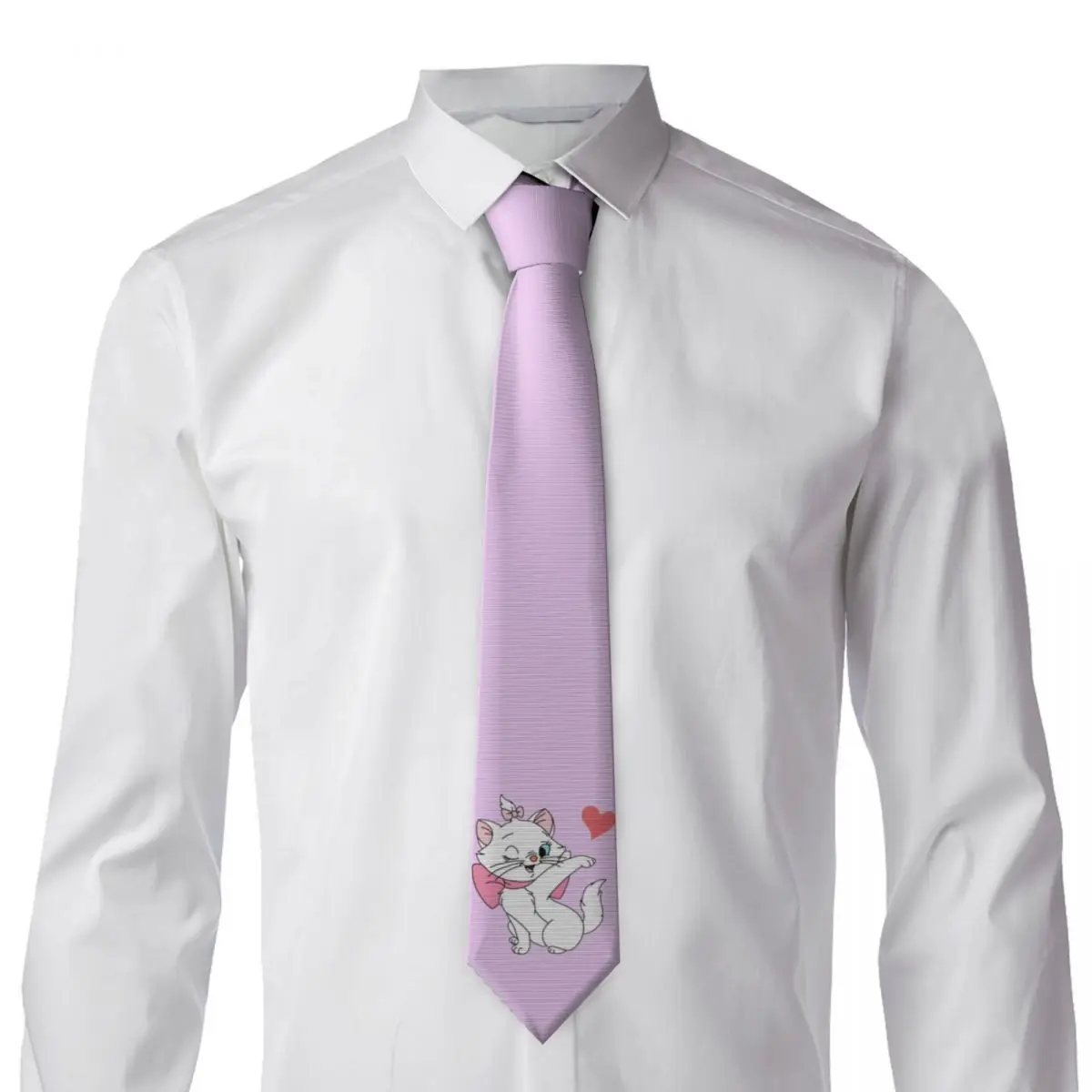 Personalized Cute Marie Neckties Men's Silk Girly Cat Kitten Neck Ties for Wedding
