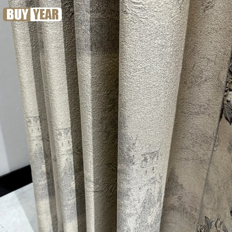 European jacquard high-end atmospheric blackout Embroidered Curtains for Living Dining room Bedroom tulle Valance Custom