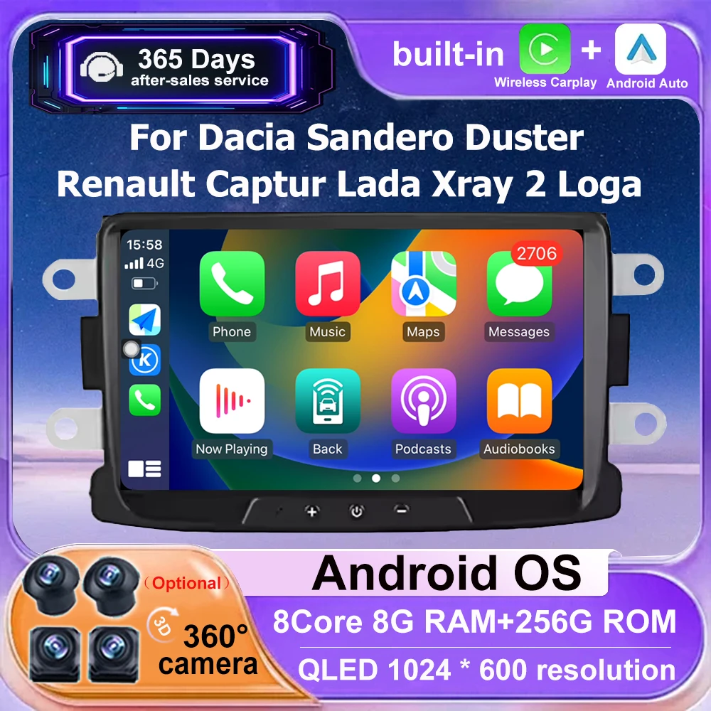 7 Inch For Dacia Sandero Duster Renault Captur Lada Xray 2 Logan Android 16 Auto Car Radio Multimedia Player GPS Navigation WIFI