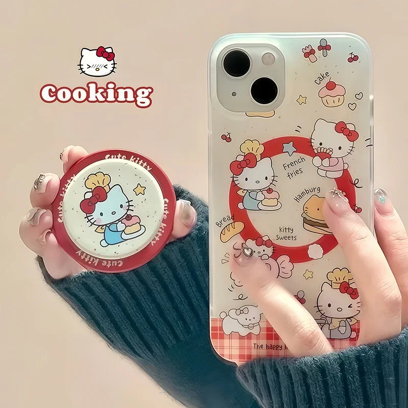 Süße Hello Kitty Magnetische Halterung Magsafe Wireless Charge Handyhülle für Samsung Galaxy S25 Edge 5G S24 S22 S23 Plus Ultra Shell