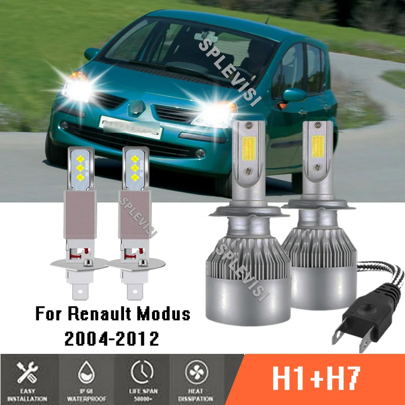 

4Pc Xenon White High Low Beam Headlight Bulbs Car Lamp Light For Renault Modus 2004-2012 2005 2006 2007 2008 2009 2010 2011