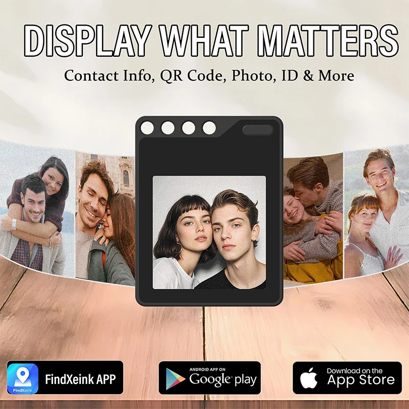 

Smart 1.54inch E-ink Display BLE Electronic Badge mini luggage tag, pet locator, portable DIY design Support Find My App HD Tags