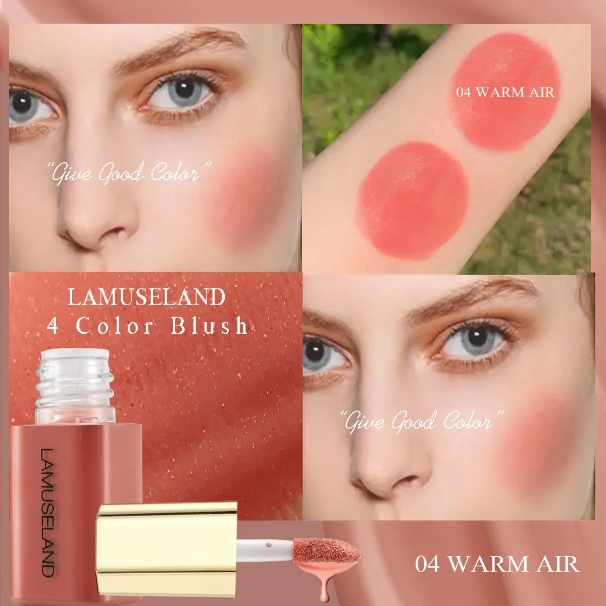 Liquid Blusher Stick Multi-use Shadow Lips Cheek Eyes Makeup Mini Tint Rouge Contours Matte Orange-red  Blush Moisturizing Rouge