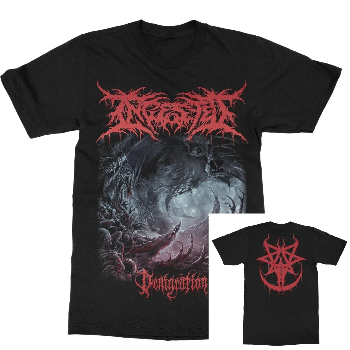 Ingested Denigration Band T-Shirt 100% Cotton Graphic Tee Men Women Summer Streetwear Top