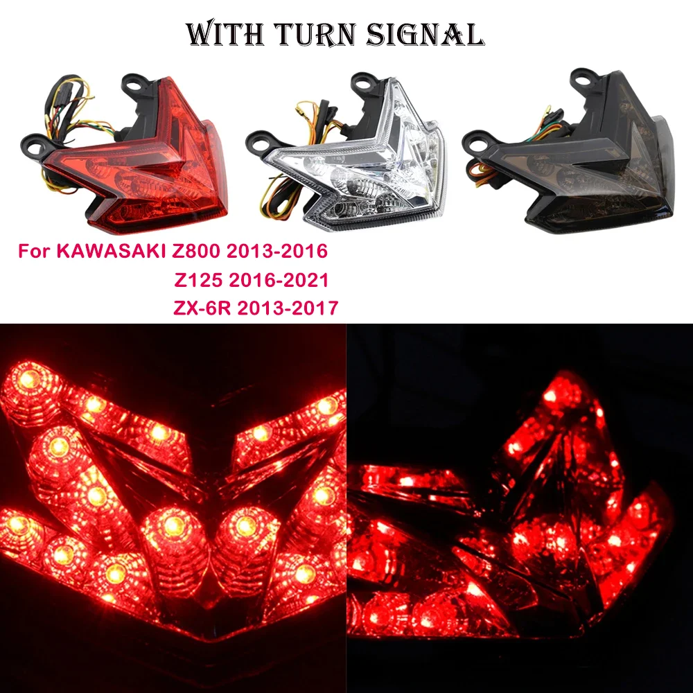 

Motorcycle Brake Rear Tail Light Turn Signal LED Lamp Stop Taillight for KAWASAKI Z800 2013-2016 Z125 2016-2021 ZX-6R 2013-2017