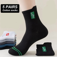 New 5Pair Men's Sports Socks Cotton High Quality Casual Business Walk Socks Spring Autumn Fashion For Men Size EU38-45