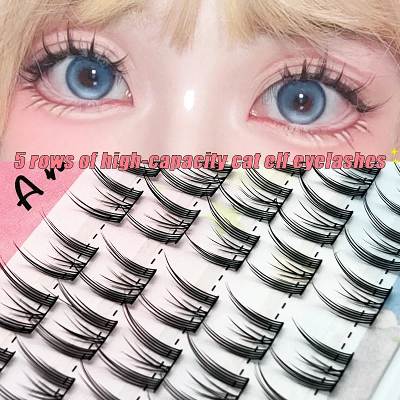 5 rangées/3 rangées de trilogie paresseuse cils chat elfe faux cils bricolage cils débutant faux cils outil