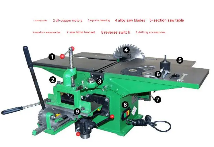 Condition 220V Straight & Spiral Cutter Head Jointer Planer Engine 8-Inch Woodworking Bench Planer Machine Woodworking Planer