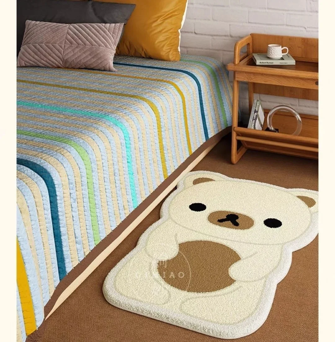 Cute Rilakkuma Cartoon Floor Mat Bedroom Kitchen Door Bath House Super Absorbent Foot Non-slip