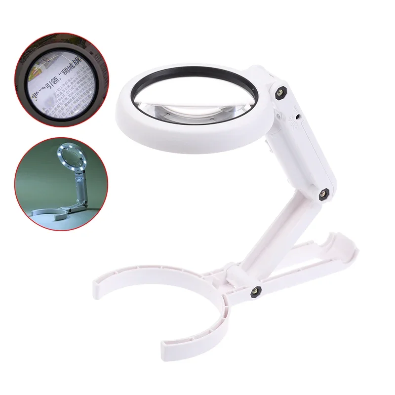 

1pcs 5x 11x Foldable With 8 LED Light Stand Desk For Jewelry Appraisal Reading Repair Magnifying Glass Portable Hand-held