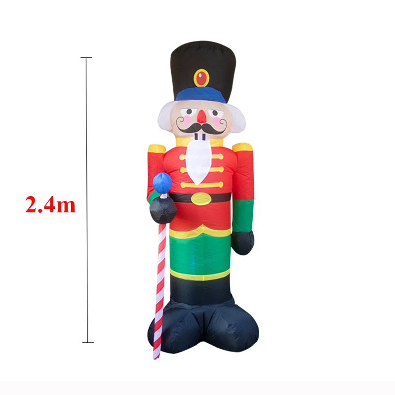2.4m Christmas Nutcracker Inflatable Air Model with LED Lights Outdoor Decoration Yard and Garden Decoration