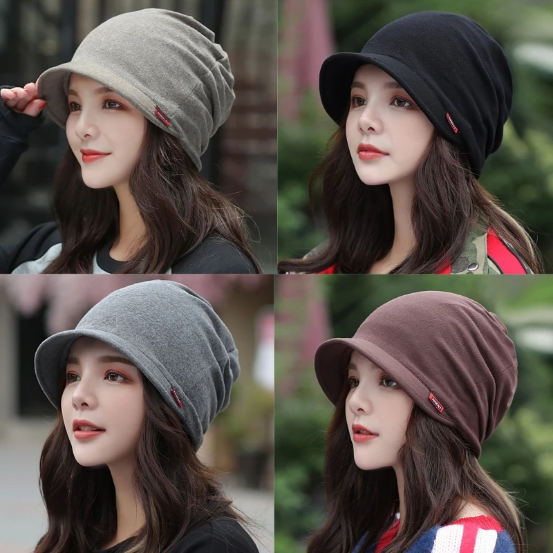 Knitted Head Cap Ladies Fashion Windproof Warm Thicken Hats Simple Solid Color Hat For WomenNew Autumn Winter Hat