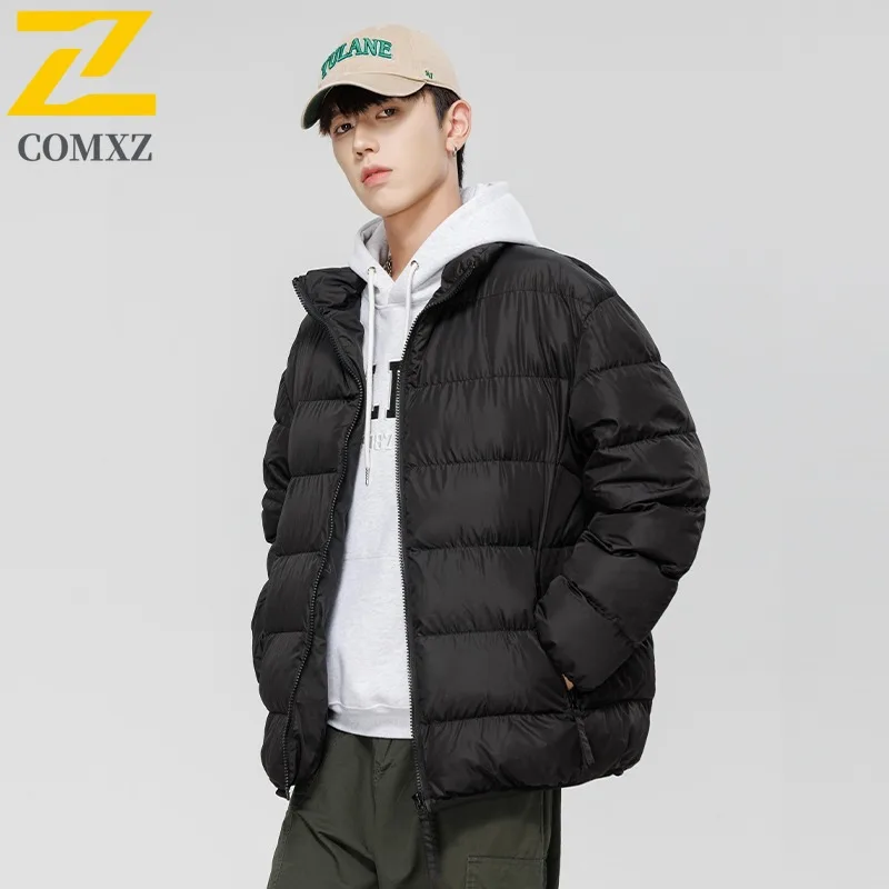 Men's Padding Coat Stand Collar Solid Color Lightweight Casual Outdoor Travel Winter Jacket Warm Ski Cold Proof Bread Jacket