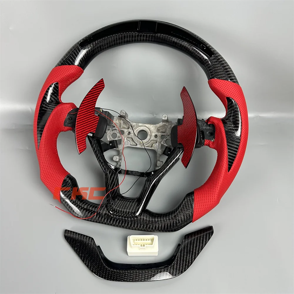 

Customized Black Carbon Fiber Red Perforated Leather Steering Wheel for 2018 2019 2020 2021 2022 2023 Honda Accord