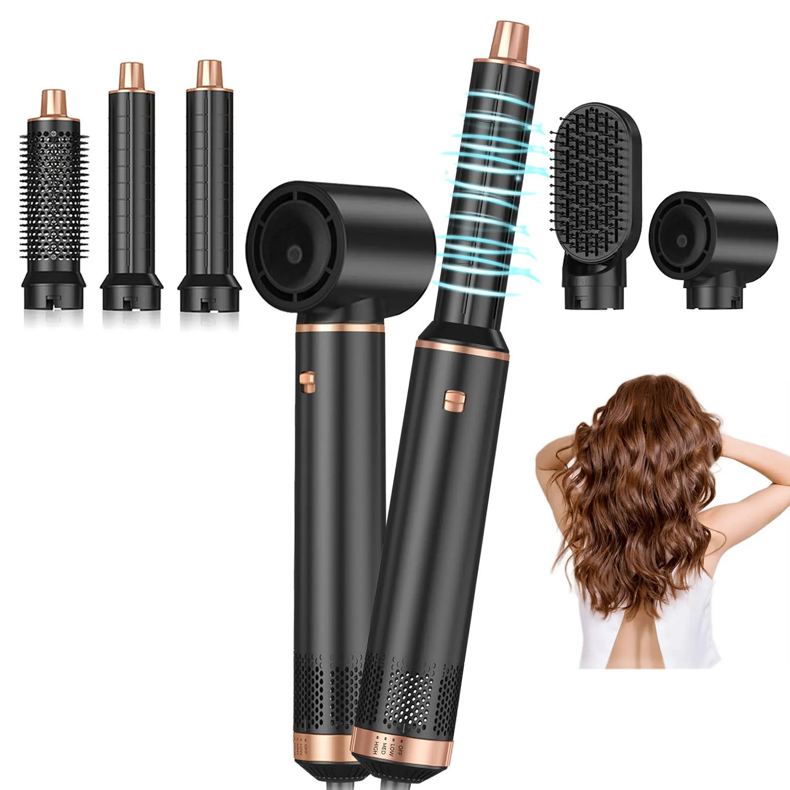 Hair Dryer Brush 5 in 1 Blow Dryer Brush Negative Ionic Hot Air Brush Electric Hair Dryer with Comb for Fast Drying Curling