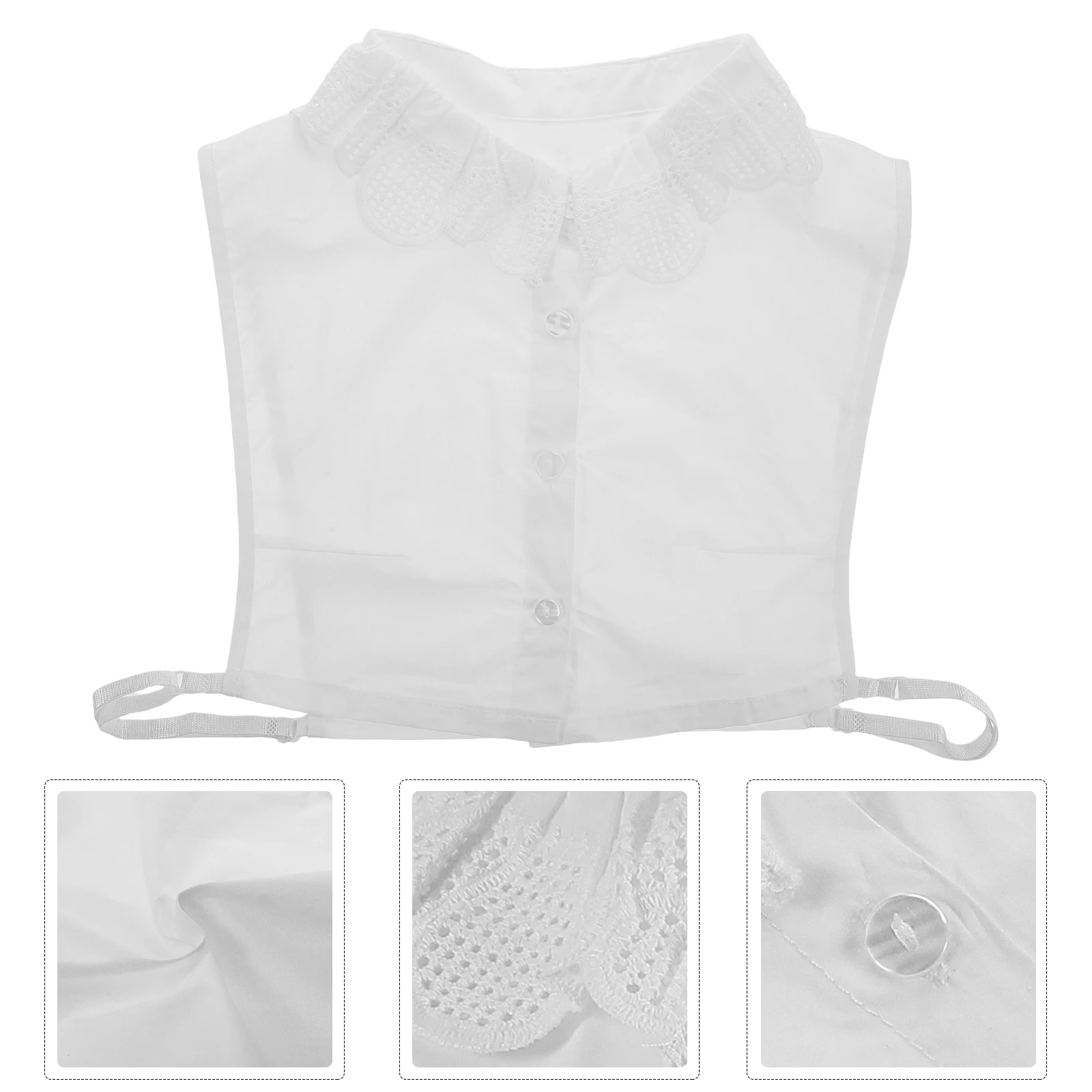 

Fake Women Cotton Shirt Removable Faux Elegant Comfortable Shirt Accessory For Girls Dress Clothing Embellished Collar Half