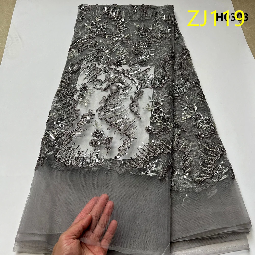 

Nigerian Tulle with Sequins Embroidery, Lace Fabric, Beads, Stone Prom Dresses, Sewing, High Quality, 2026, ZJ119 ,5Yards
