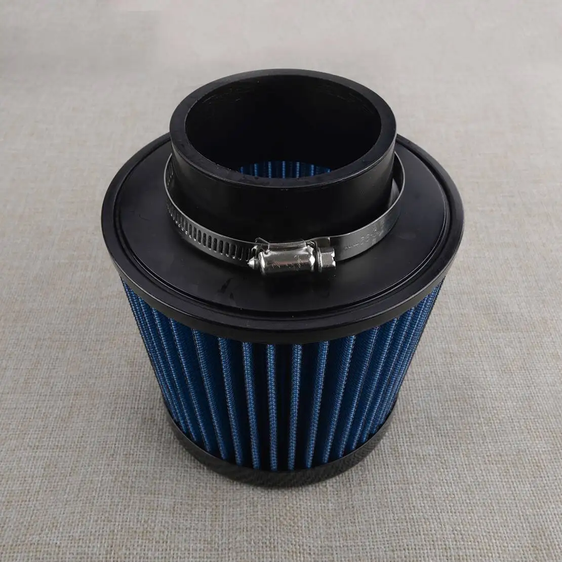 Blue 3Inch 76mm Super Power Air Filter High Flow Performance Intake Cleaner with Clamp