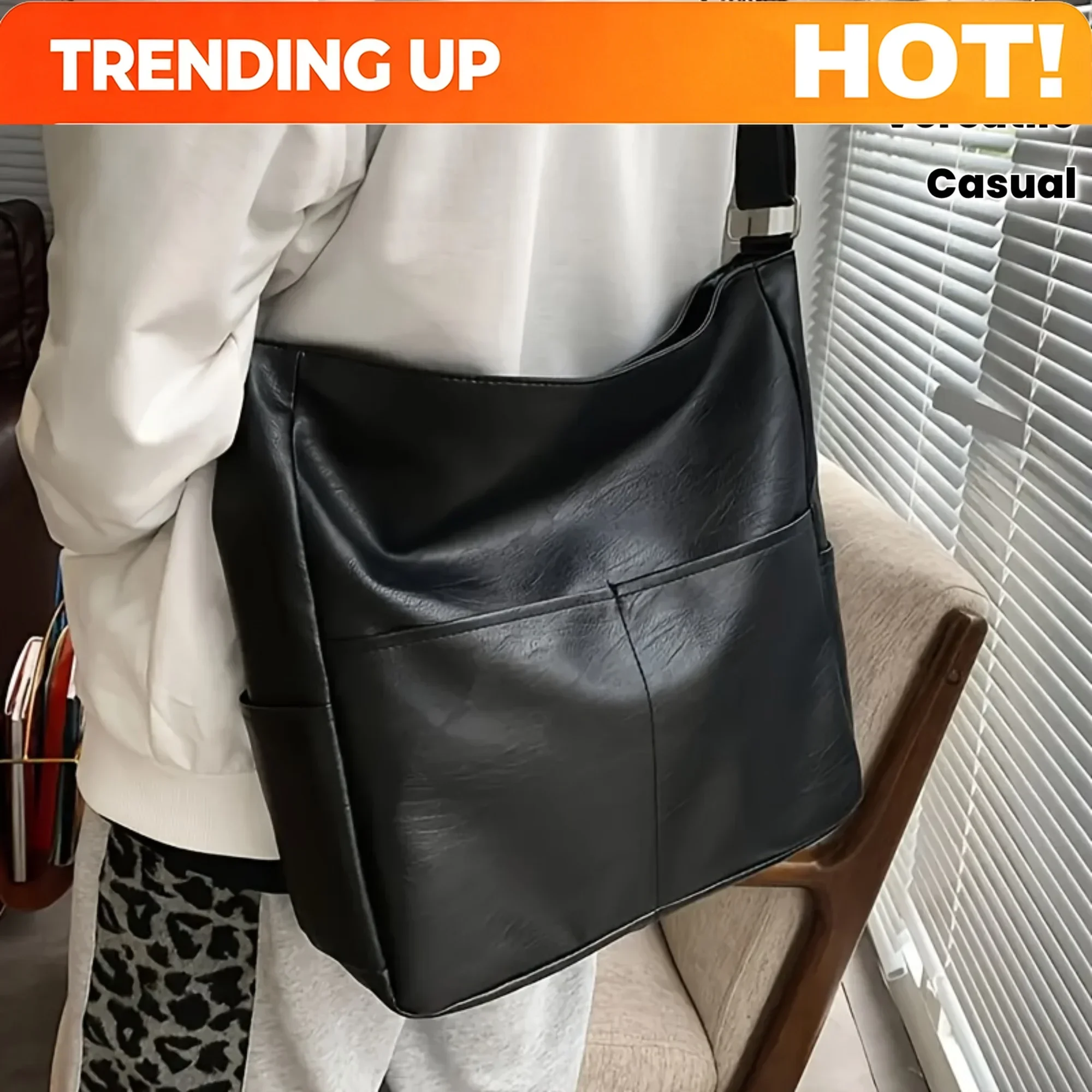 Retro Large Capacity Crossbody Bag, Casual Style, Adjustable Strap, Versatile Fashion Bucket Shoulder Bag For Daily Going Out