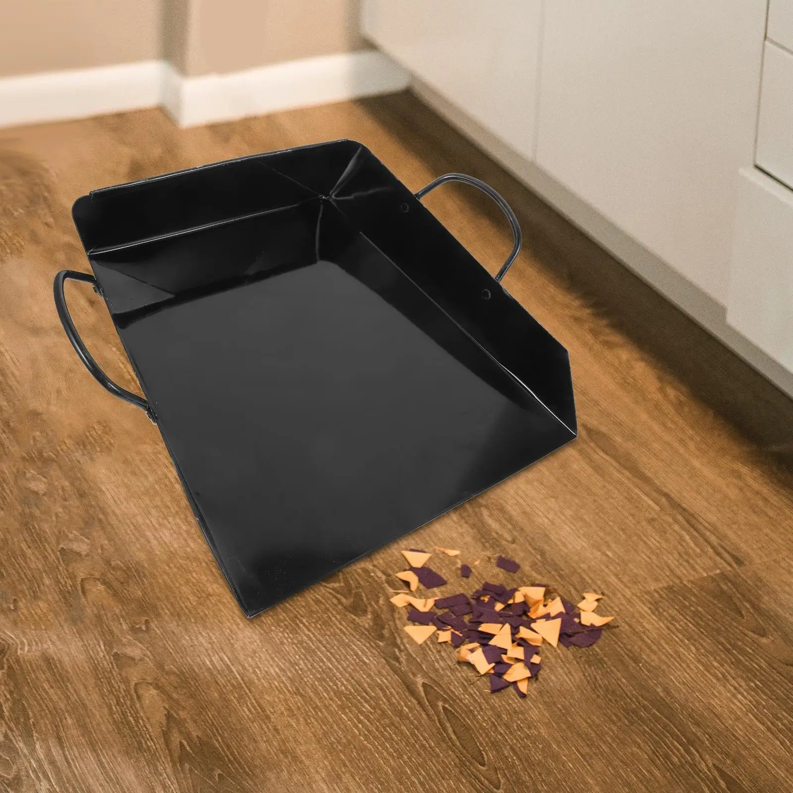 Handheld Storage Dustpan Large Capacity Metal Reinforced Garbage Container MultiUse DustPan Cleaning Trash Black Color