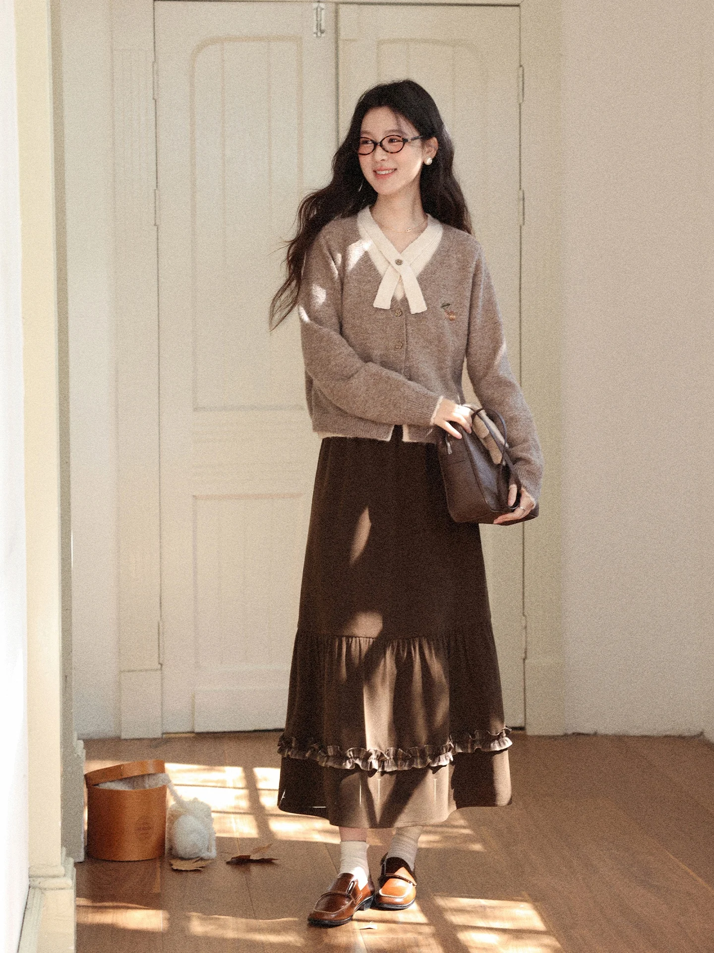 

Fall Winter Women's Knitted Sweater i Coloration Two-Piece Look Soft Knitwear Casual Commute Sle Loose Fit Long Sve