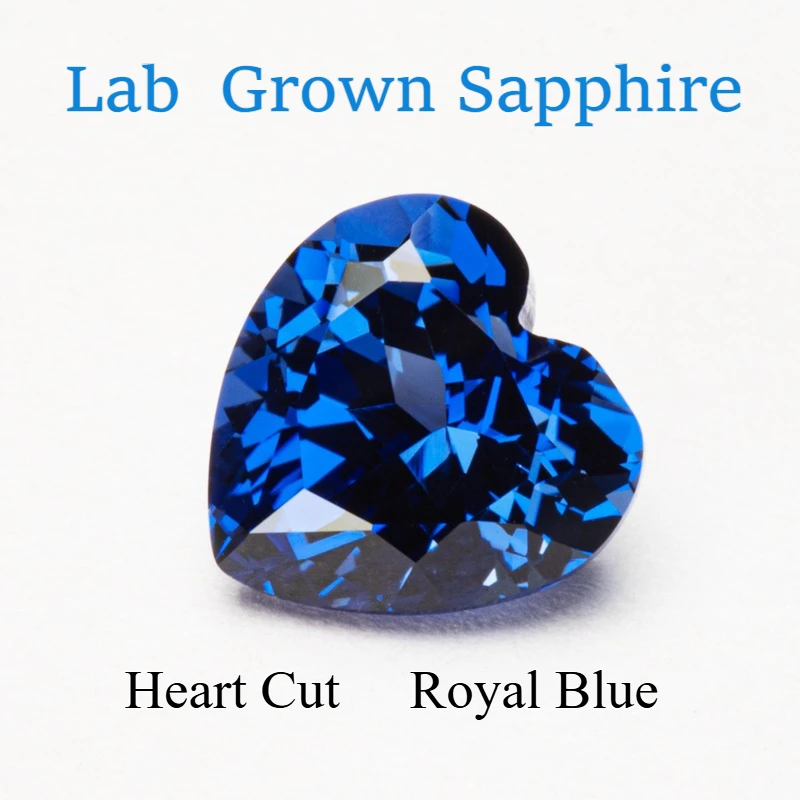 

Lab Grown Sapphire Heart Cut Royal Blue Loose Gemstone for DIY Jewelry Making Ring Setting Craft Supplies Certified Lab
