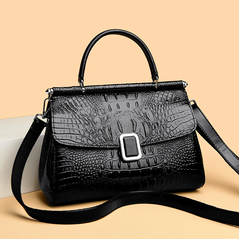 

Luxury Patent Leather Women Shoulder Crossbody Bag High Quality Crocod Pattern Handbag Fashion Ladies Messenger Tote Bags