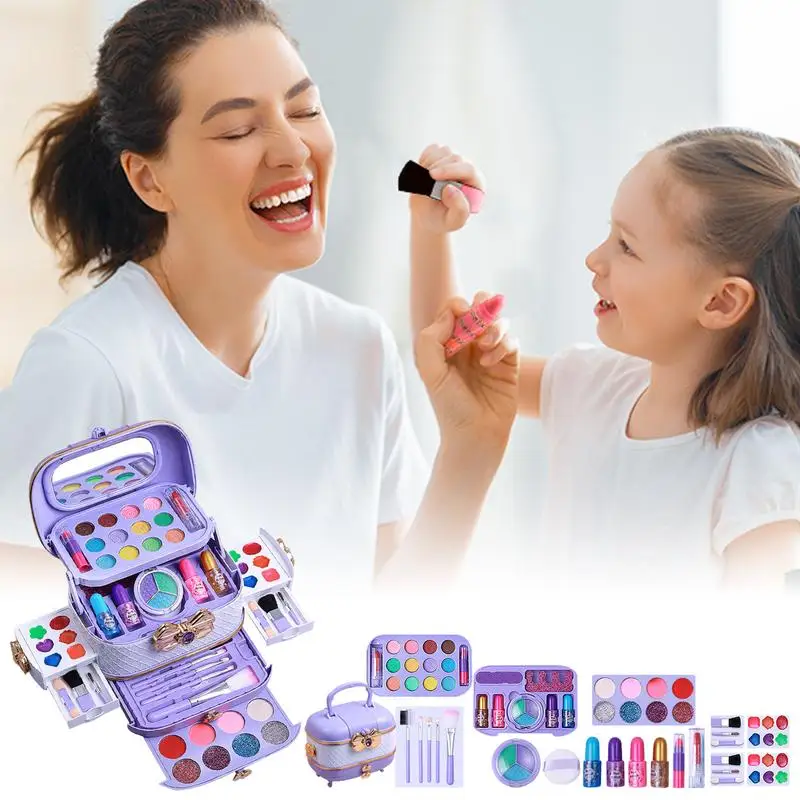 Kit de maquillage pour enfants, jouets pour filles, ensemble de jeu de simulation, lavable 57X, enfants, petites filles, adolescents