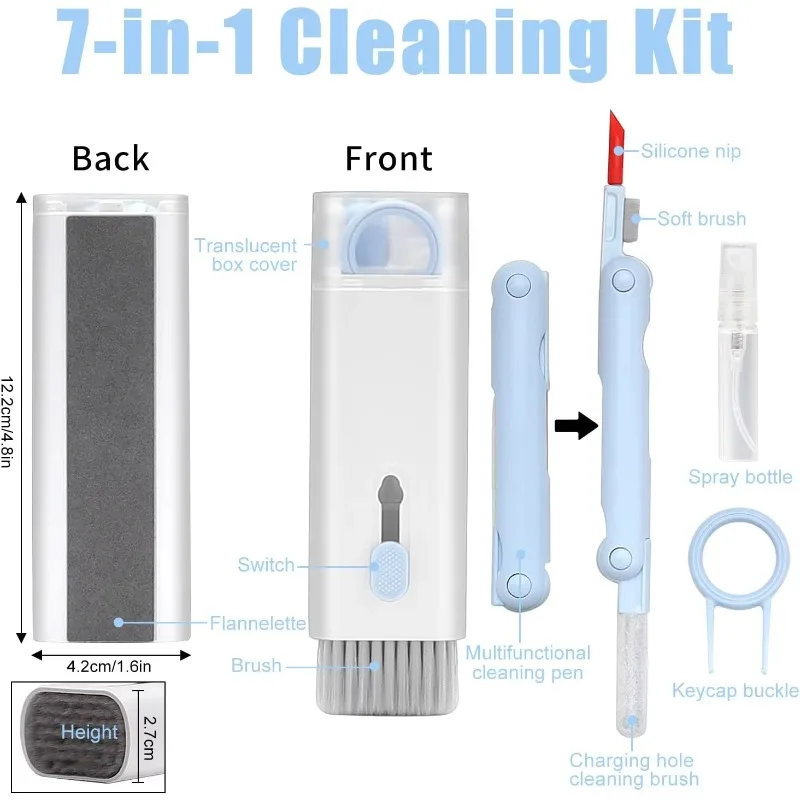 7-in-1 Electronics Cleaner Kit,Keyboard Cleaner kit, Portable Multifunctional Cleaning Tool with Cleaning Fluid