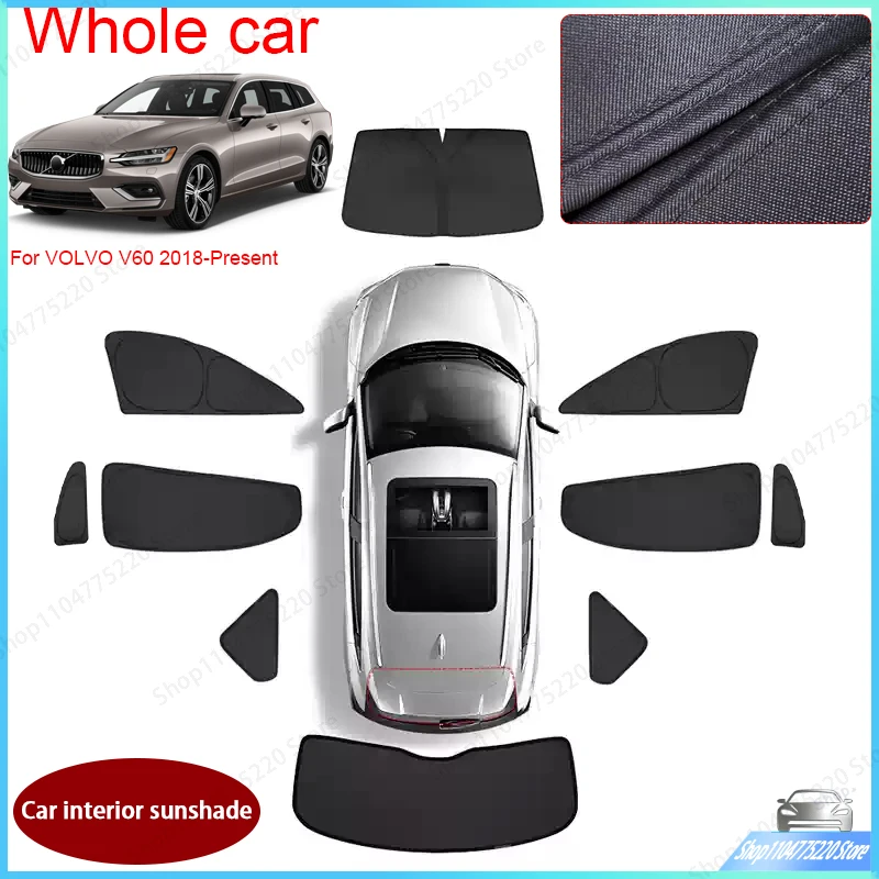 Car Black Window Privacy Sunshade For VOLVO V60 2018-Present Auto Anti-UV Heat Insulation Protect Cover Interior Accessory