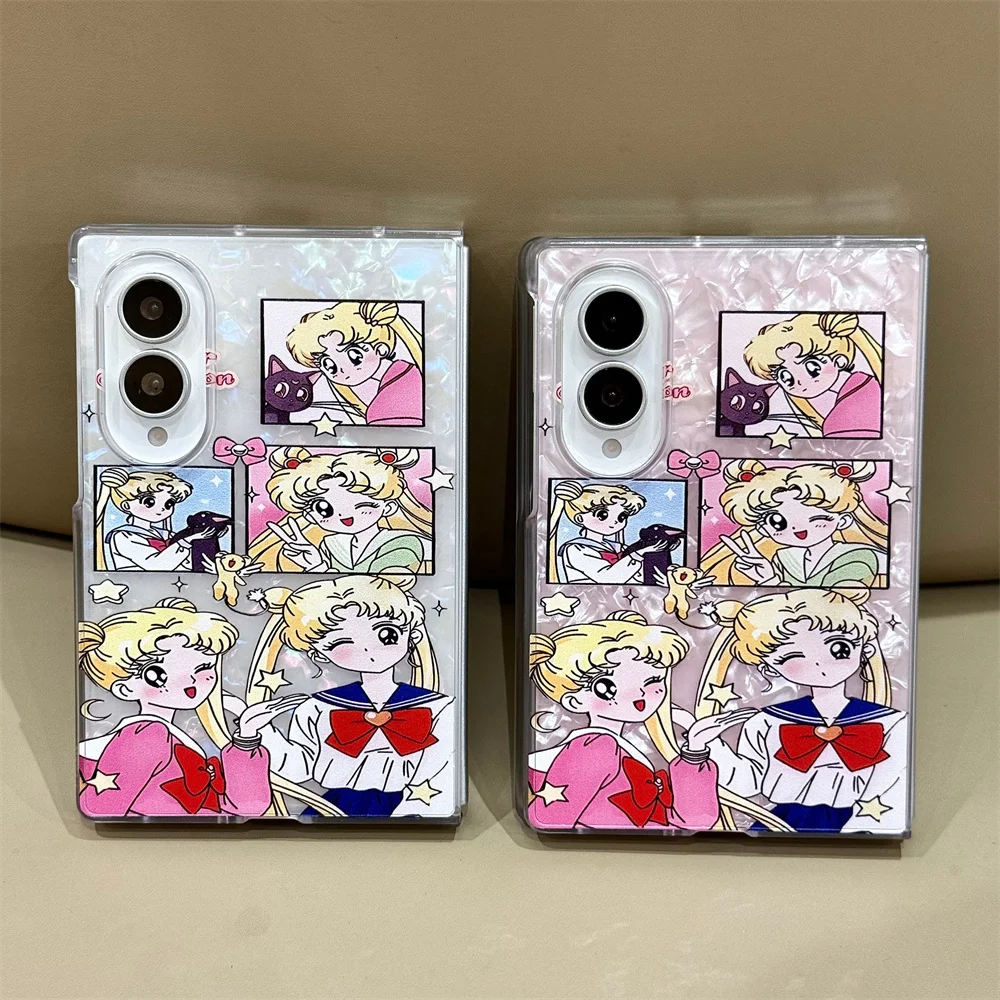 Cute Grid Cartoon Shell Texture Phone Case For Samsung Galaxy Z Fold 8 Ultra Z Fold 7 6 5 4 3 Shockproof Folding Phone Cover