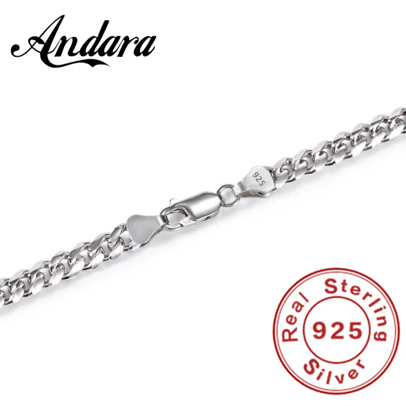 Asli 925 Perak Murni 8MM Kalung Kuba Pria Wanita Pernikahan Perhiasan Bagus Aksesori Hadiah Pesta