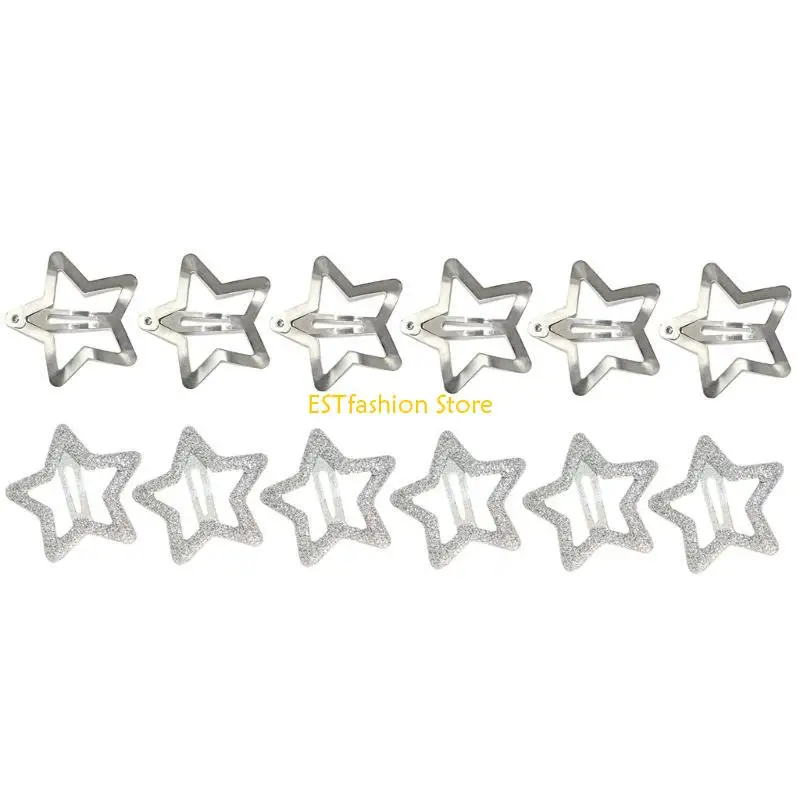 

Y5GC 12 шт., серебряная заколка со звездой и блестками для малышей-подростков, женская заколка с хвостиком и челкой