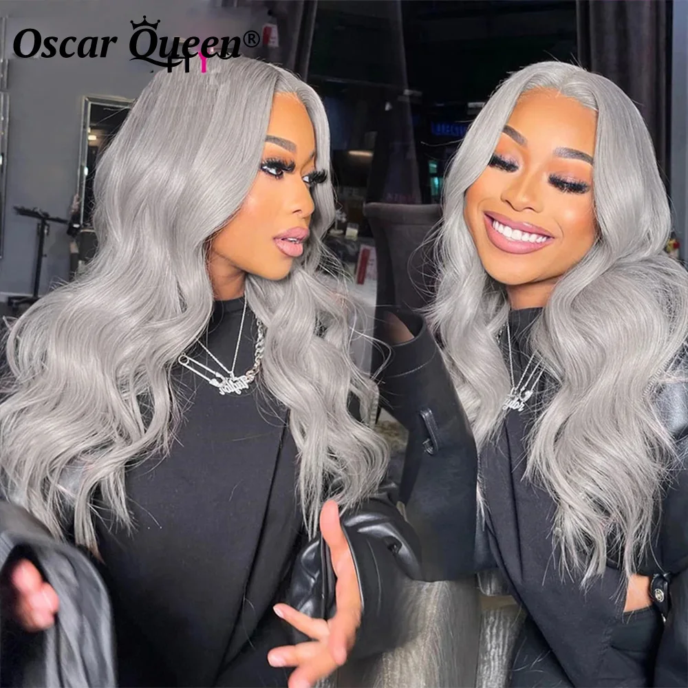 

Grey Color 13X4 Lace Frontal Wig 613 Silver Blonde Body Wave Lace Front Human Hair Wigs For Women 200 Density High Density Wig