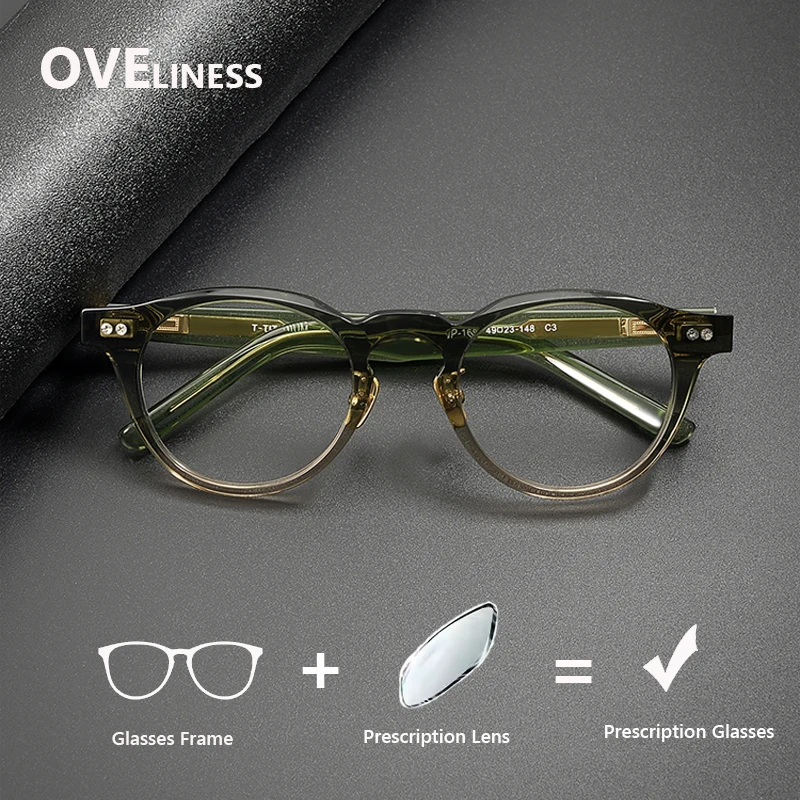 

Acetate optical Glasses Frame Women Vintage Retro Round Prescription myopia Eyeglasses frames Men Spectacles Japanese Eyewear